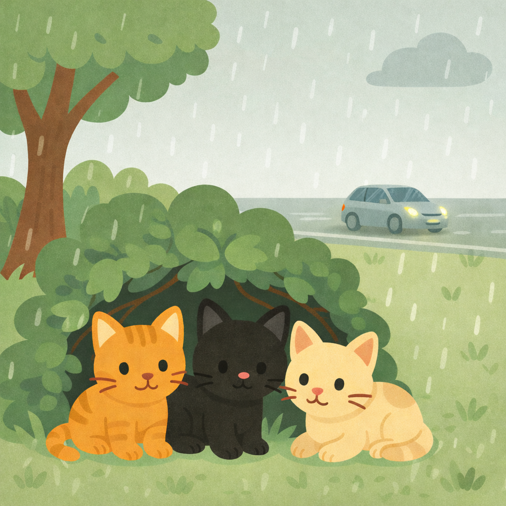 Kiscicák bokor alatt